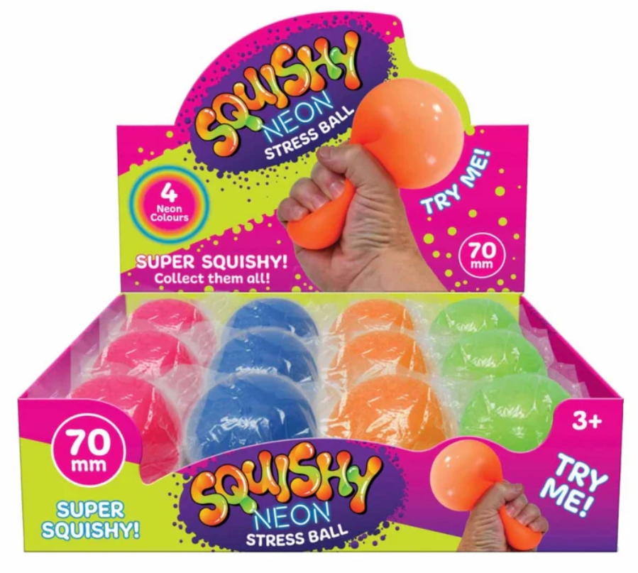 Neon Squishy Stress Ball, 7cm